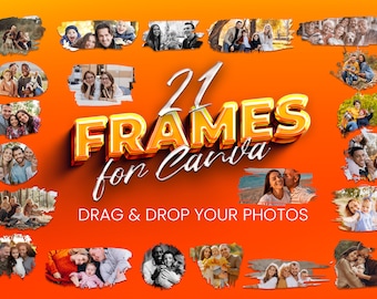 Canva Photo Frame Bundle - Drag and Drop Photo Sublimation Template PNG