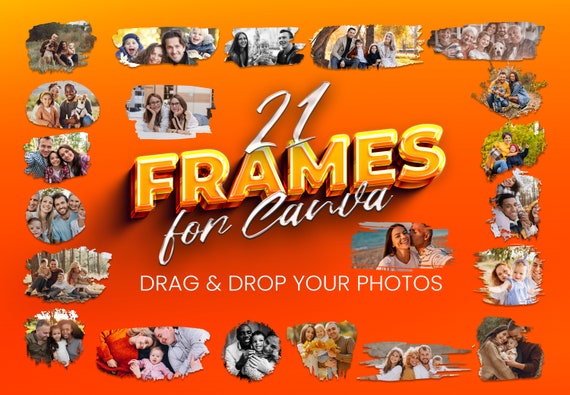 Canva Photo Frame Bundle - Drag and Drop Photo Sublimation Template PNG