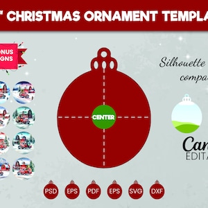 Christmas Ornament Template, Sublimation Christmas Template, 3.5&quot; Christmas Ornament,Cricut Cameo Christmas Files,Red Truck Christmas Design