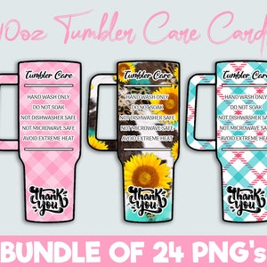 40oz Tumbler Care Cards Bundel, Tumbler Care Cards KLAAR OM AF TE DRUKKEN, Instructieskaart, Tumbler Instructies, Cup Care, Klantherinnering