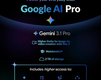 Google One Premium Subscription 2TB - Gemini Advanced AI Access - 12 Months Storage Upgrade - Google Photos & Drive - Full Warranty