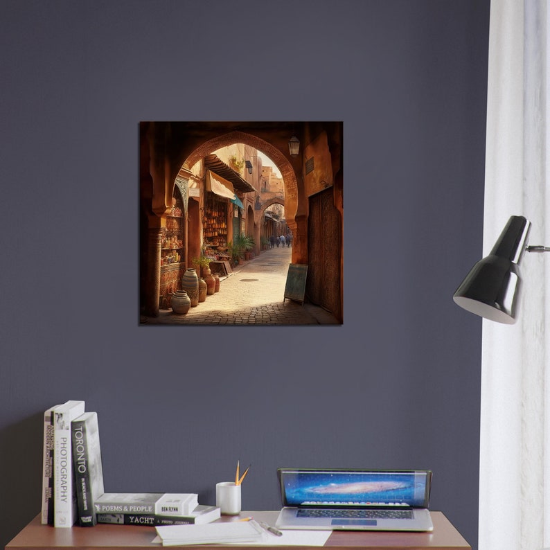 Vibrant Souks of Marrakesh, Morocco Art Print on Canvas or Poster with various frames image 4