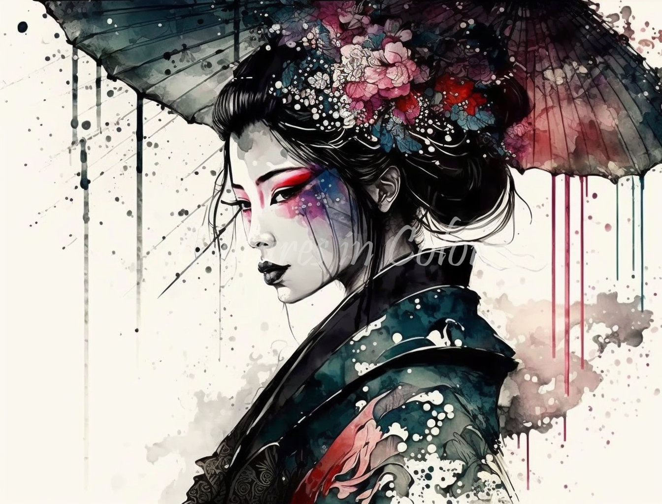 Japanese Geisha Clipart 10 High Quality Images Digital Art Bundle High
