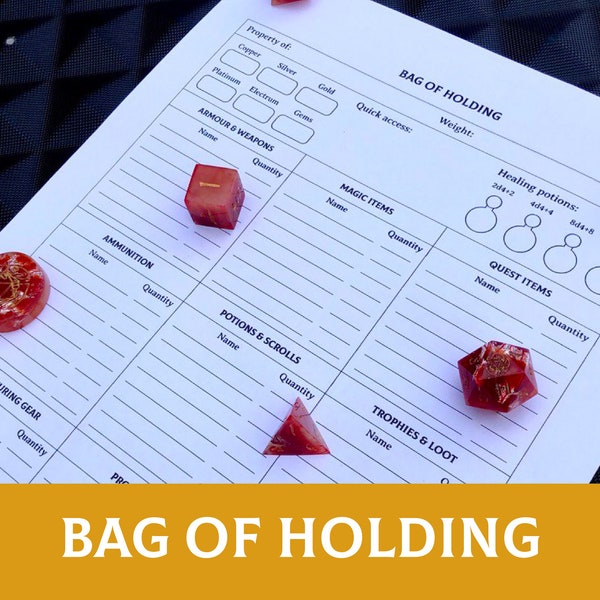 DnD Bag of Holding, Inventory