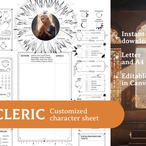 Dnd Cleric Character Sheet - Etsy