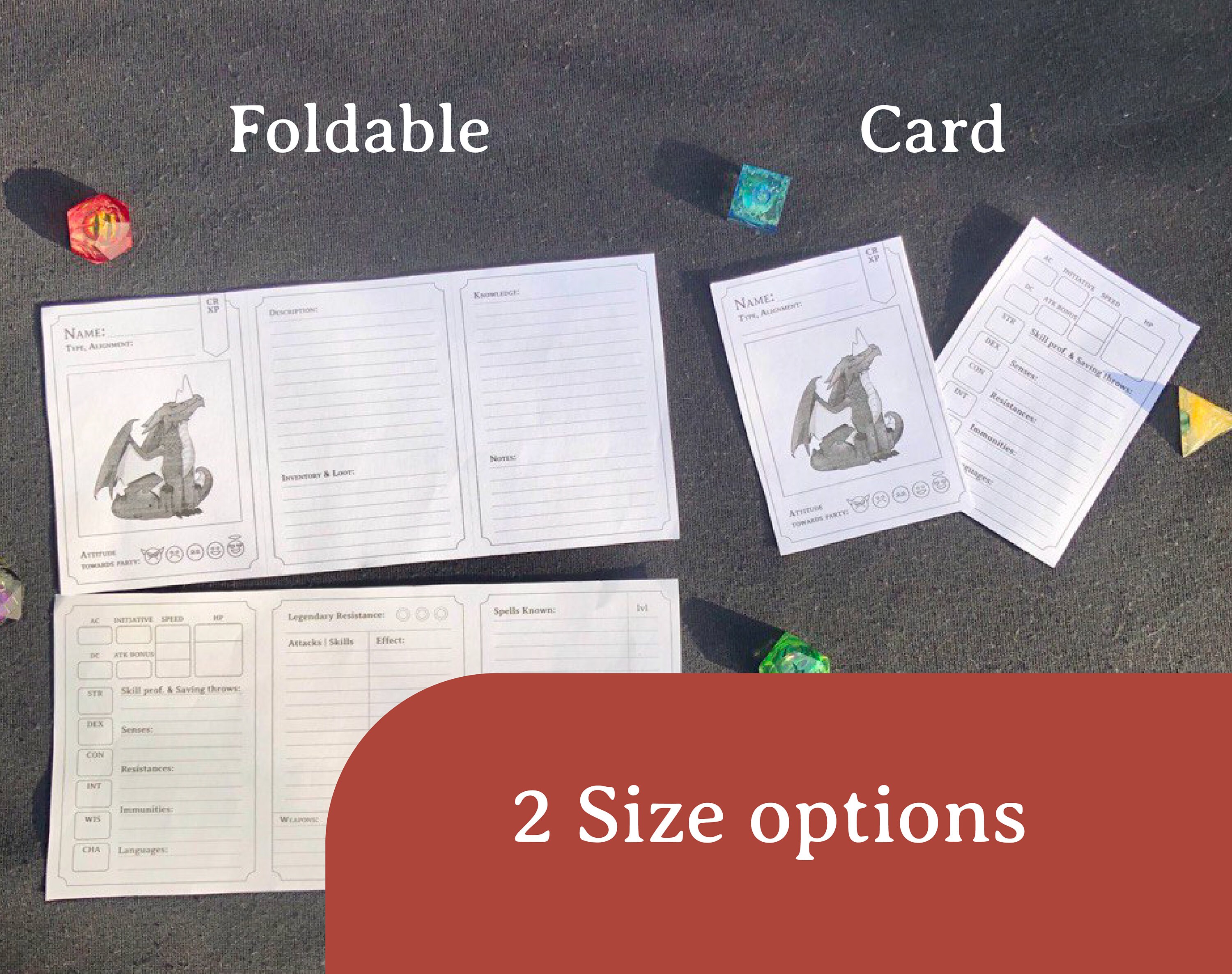 Dnd Monster Card and Sheet - Etsy