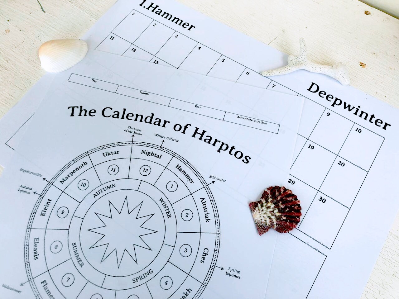 Dnd the calendar of harptos etsy