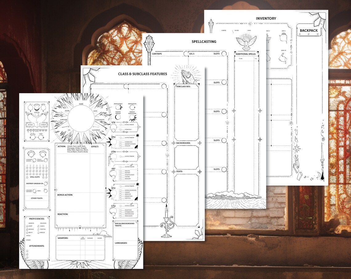 Dnd Cleric Character Sheet - Etsy