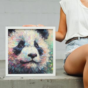 Abstract Panda Digital Poster -Colorful Panda Poster - Impressionist Art for Nature Lovers