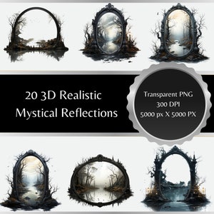 Mystical Reflections: 3D Realistic Creepy Magic Mirrors Clipart - Unlock Hidden Realms!
