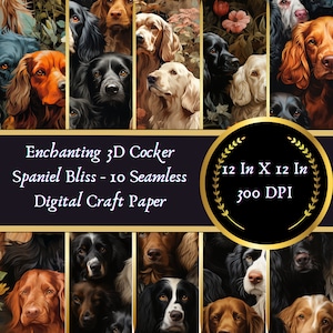 Cocker Spaniel Bliss Seamless Digital Paper Pack - PNG & SVG Patterns for Creative Projects