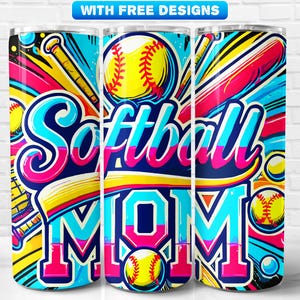 Softball Mom Tumbler Wrap PNG, Sports, Sublimation Design