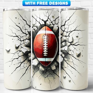 Football Breaking Wall Tumbler Wrap PNG, Sports, Sublimation Design