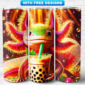 Axolotl Tumbler Wrap PNG, Axolotl, Sublimation Design