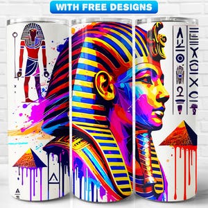 Egyptian Pharoah Tumbler Wrap PNG, Egypt Desert, Sublimation Design