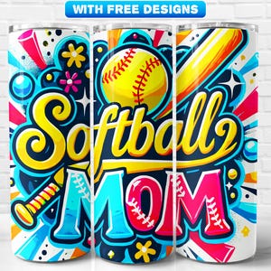 Softball Mom Tumbler Wrap PNG, Sports, Sublimation Design