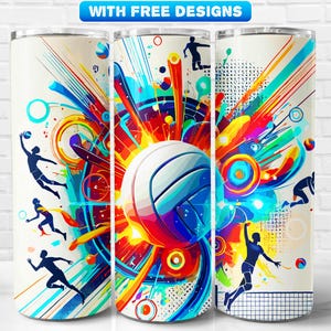 Volleyball Tumbler Wrap PNG, Sports, Sublimation Design
