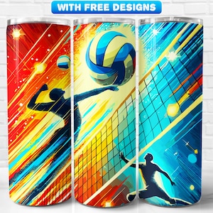 Volleyball Tumbler Wrap PNG, Sports, Sublimation Design
