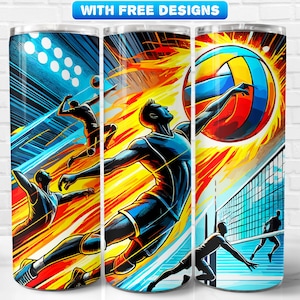 Volleyball Tumbler Wrap PNG, Sports, Sublimation Design