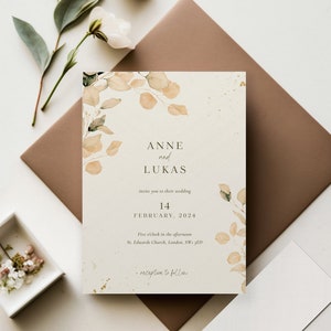 Faire-part de mariage modifiable esthétique élégant rustique