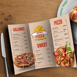 Menu de pizza modifiable - téléchargement immédiat, modèle de menu de café, menus imprimables, liste de pizzas, menu moderne de pizza, menu de pizza cool