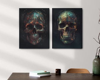 Set of pictures for printing. Stylish art. Scull. Digital download.