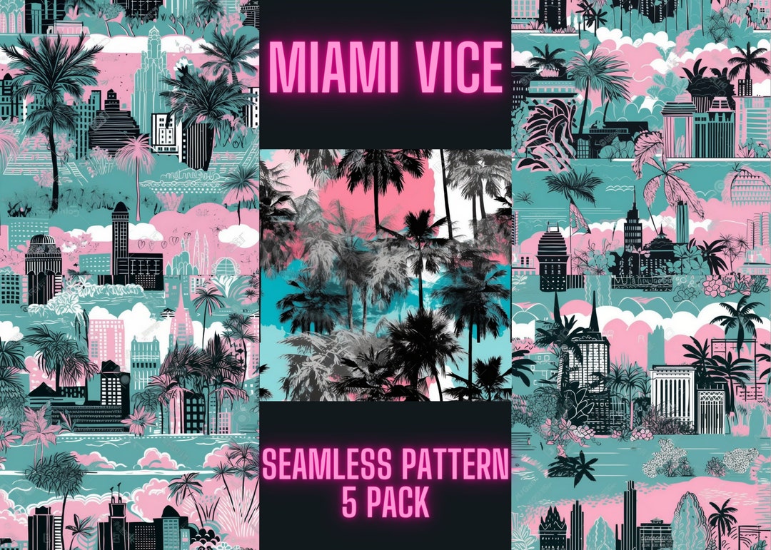 Seamless Pattern With Miami Vice Colors 5 Pack Scrapbook Paper