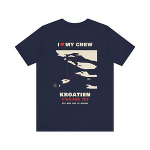 Segler Geschenk personalisiert: T-Shirt Kroatien mit Revierkarte, Route und Bootsname