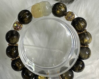 Elegant Gorgonia Bracelet with Citrine Pixiu for Prosperity and Protection