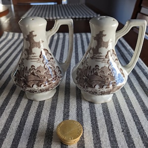 Vintage 1960&#39;s J & G Meakin Romantic England Pattern (Brown) Salt and Pepper Shaker Set