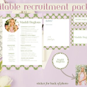 Editable Sorority Recruitment Packet | Printable Sorority Packet | Digital Sorority Resume Template | Unique Sorority Resume Template