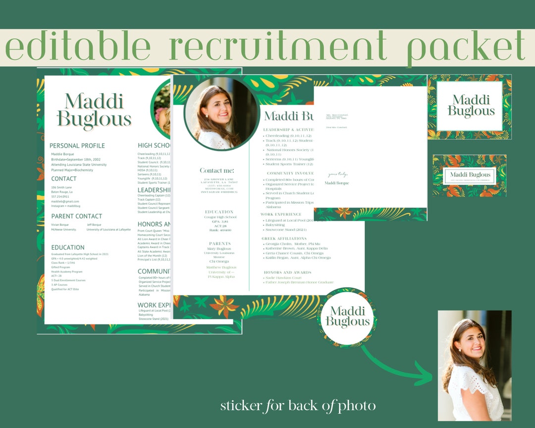 Editable Sorority Recruitment Packet | Printable Sorority Packet ...