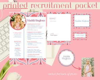 Printed Sorority Recruitment Packet | Printable Sorority Packet |  Unique Sorority Resume Template