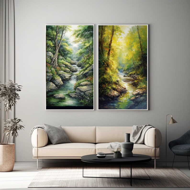 Texture Landscape Drawings Printable Set Wall Art Pencil Drawing Forest