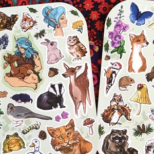 Waldelfe und Wildtier Aufkleber Set - Fantasy Art glänzende Aufkleber für Tabletop-Gamer, DM, Planer, Journals, Charakterbögen