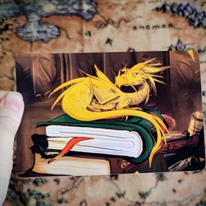 Fantasy Buch Dragon 100x150 Kunst Postkarten Druck / Original Illustration Miniprint