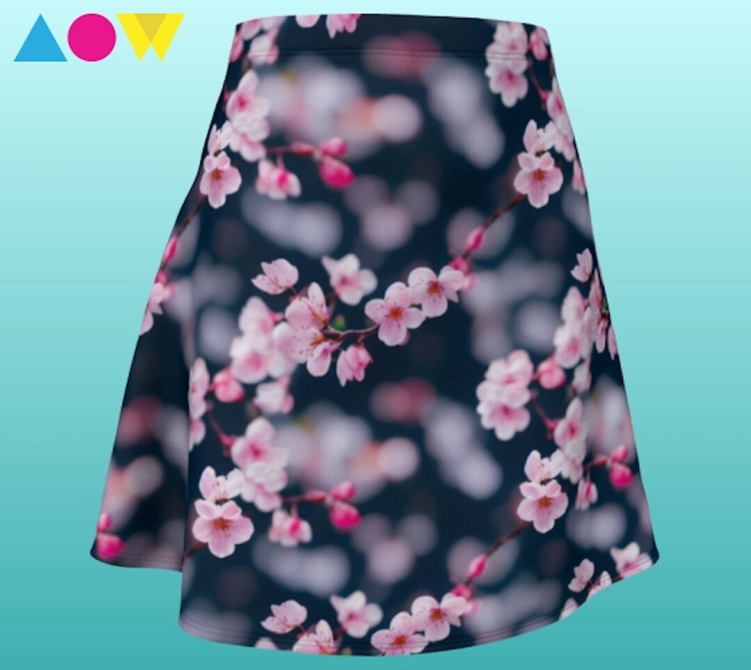 Cherry Blossom Skirt Cherry Blossom Photorealistic Clothing Etsy