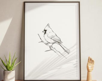 Red Cardinal Print Poster: Vintage Bird Art for Living Room, Nursery Decor (Digital Download)