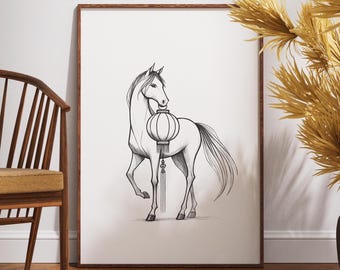 Year of the Horse Sketch Art Print | Lunar Zodiac (Digital File)