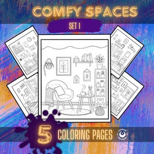 Comfy Space Coloring Pages for Adults Cozy Coloring Book Detailed Coloring Page Gift Stress Relief Cozy Corner Coloring for Relaxation