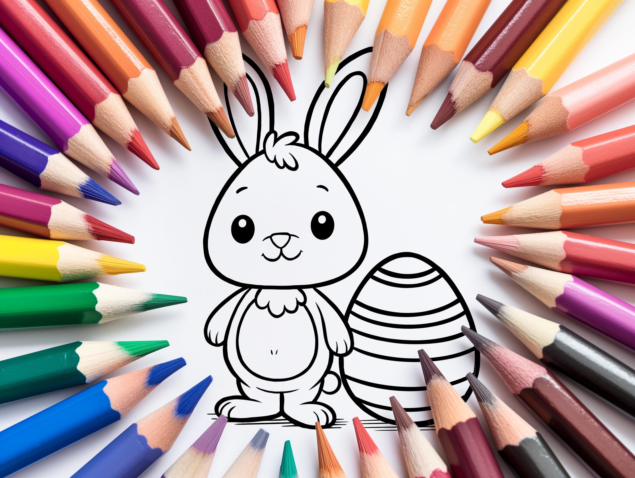 Cute Bunny Easter Coloring Pages for Kids | 5 High Quality Hand Drawn ...