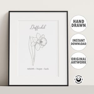 March Birth Month Flower Print Daffodil Birthflower Present Wall Art Birthday Gift for Mothers Day Birth Flower Print Unique Family Gift