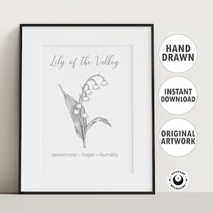 Lily of the Valley Birth Flower Print May Birth Mont Flower Gift for Mom Present for Birthday Family Gift