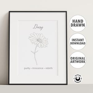 April Birth Flower Print Daisy Birth Mont Flower Gift for Mothers Day Personalized Birthflower Present for Birthday Nursery Decoration
