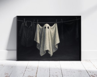 Halloween Laundry Wall Art Print Spooky Decor Funny Artwork for Laundry Room Poster Decoration Bathroom Laundry Ghost Digital