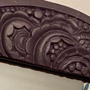 Mirror with moldings, old 19th century restored in purple color