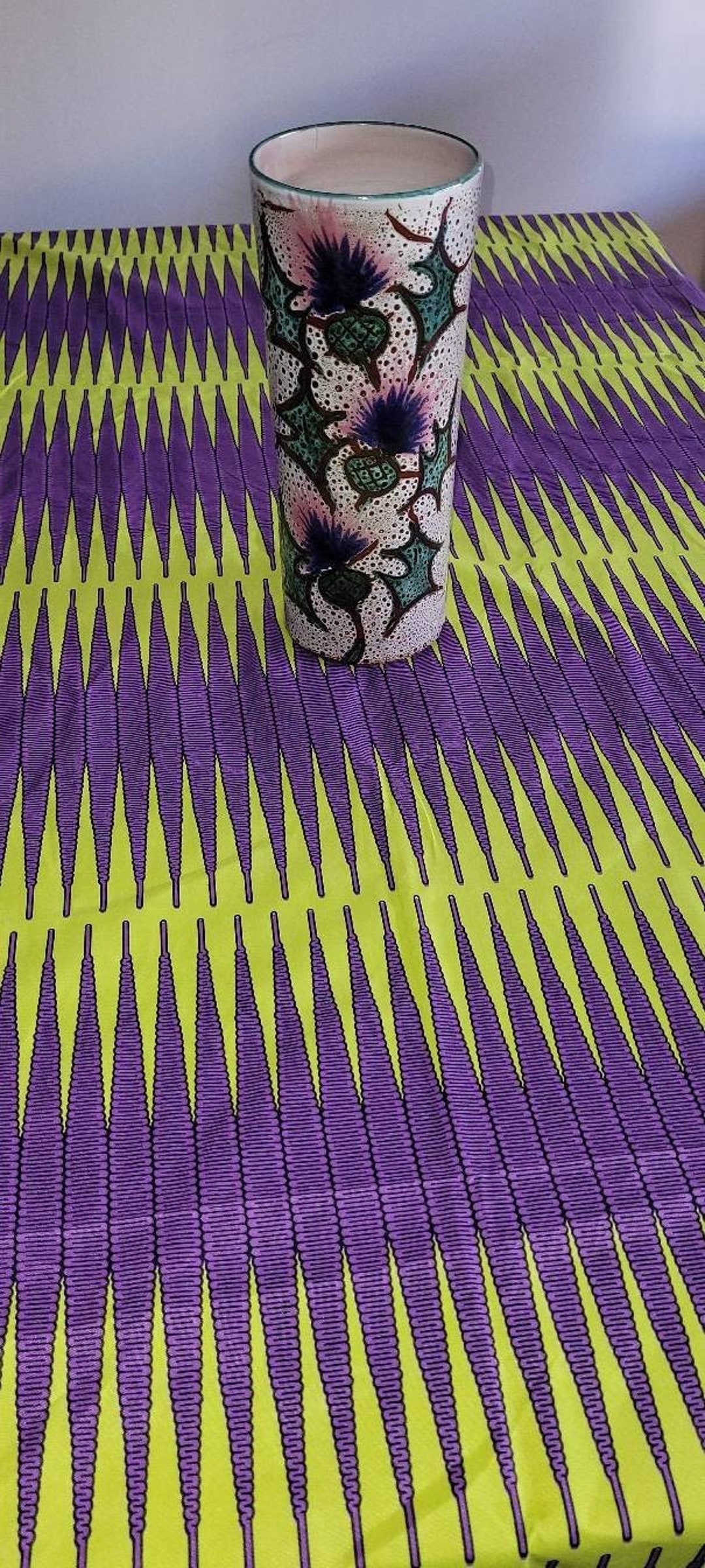 Vase Rouleau Céramique Vallauris Décor Chardons Signé Etienne Etsy