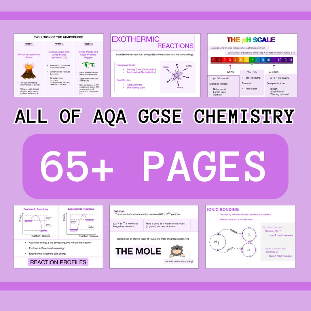 The WHOLE of AQA GCSE Chemistry - Revision Notes | 65+ Pages - Etsy UK