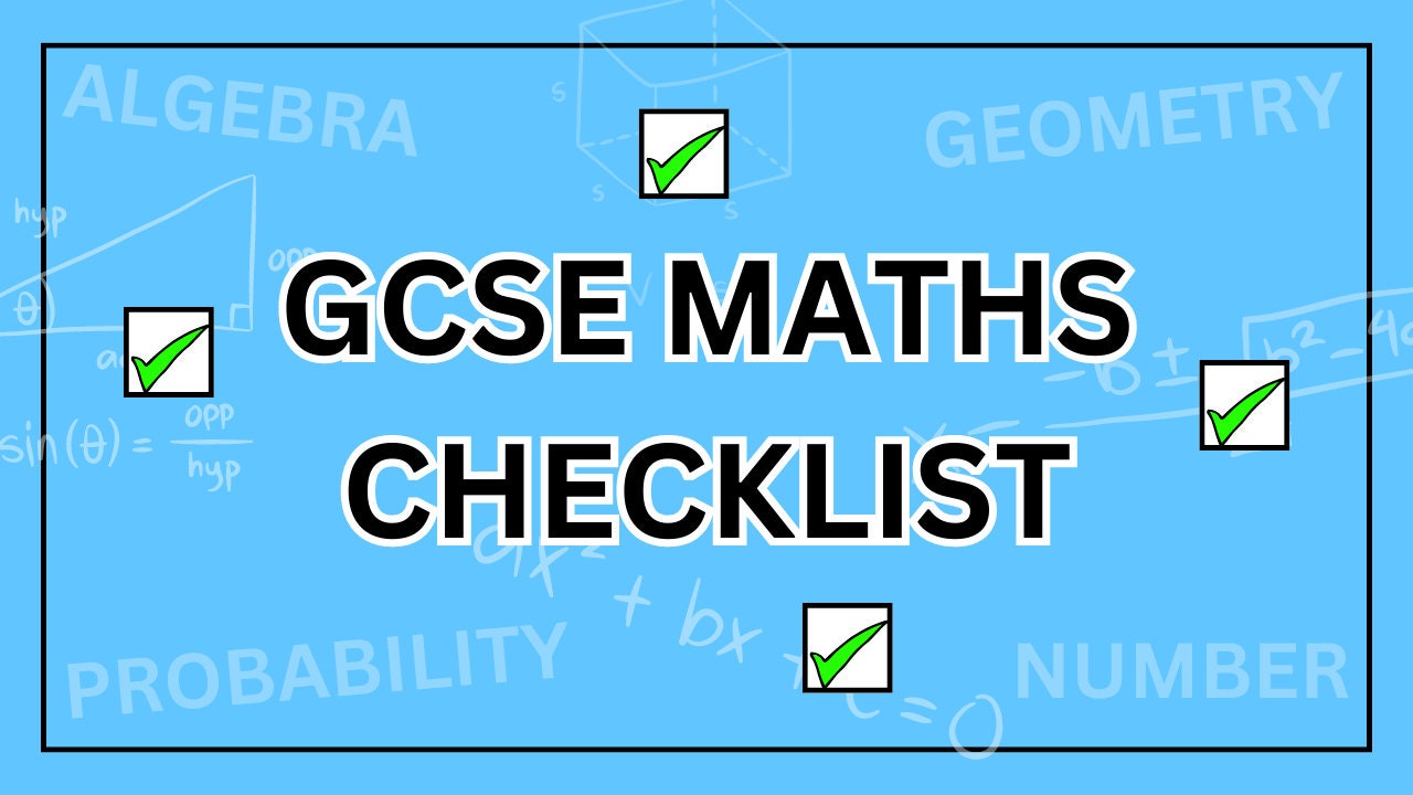 GCSE Maths Checklist COMPLETE LIST - Etsy