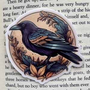 The Raven Edgar Allan Poe Vinyl sticker, black raven dark academia, whimsigoth sticker, 3x3 round die cut